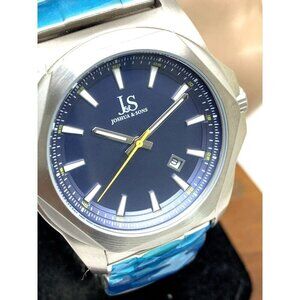 Joshua & Sons Men's Watch JX108 Quartz Blue Dial Silver Stainless Steel …